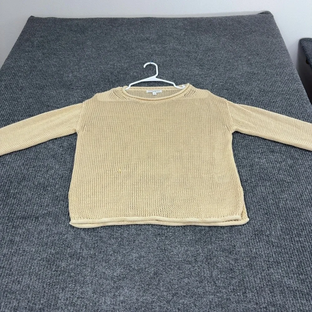 Banana Republic Sweater Womens M Yellow Linen Knit Crewneck Casual Minimalist